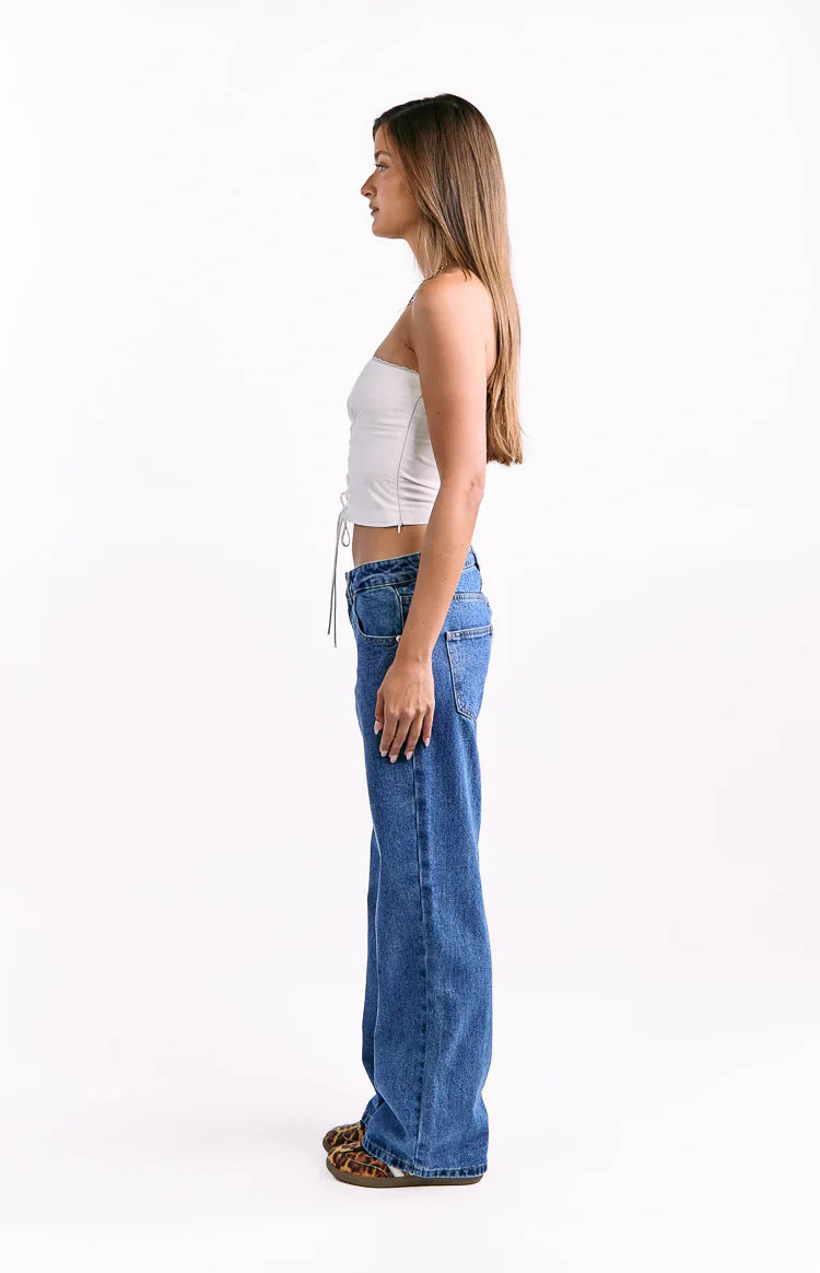Charli Mid Wash Low Waist Baggy Leg Jeans