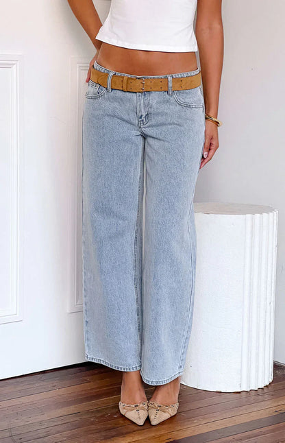 Clara Star Light Wash Denim Low Rise Jeans