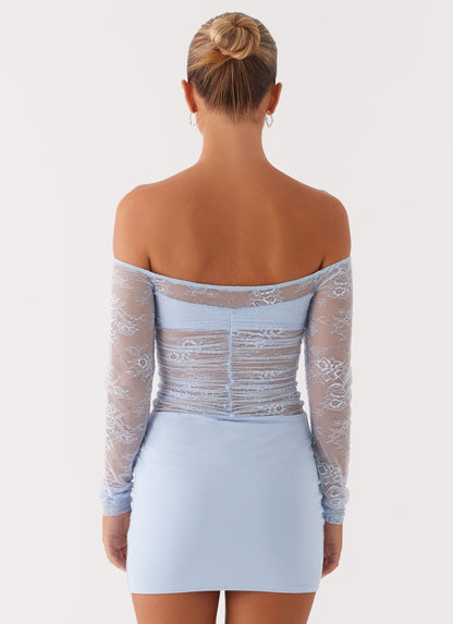 Collide Lace Mini Dress - Blue