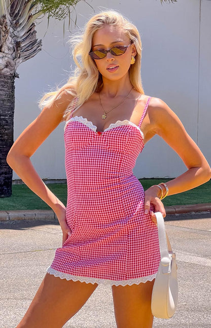 Cutie Pie Red Gingham Mini Dress