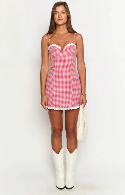 Cutie Pie Red Gingham Mini Dress