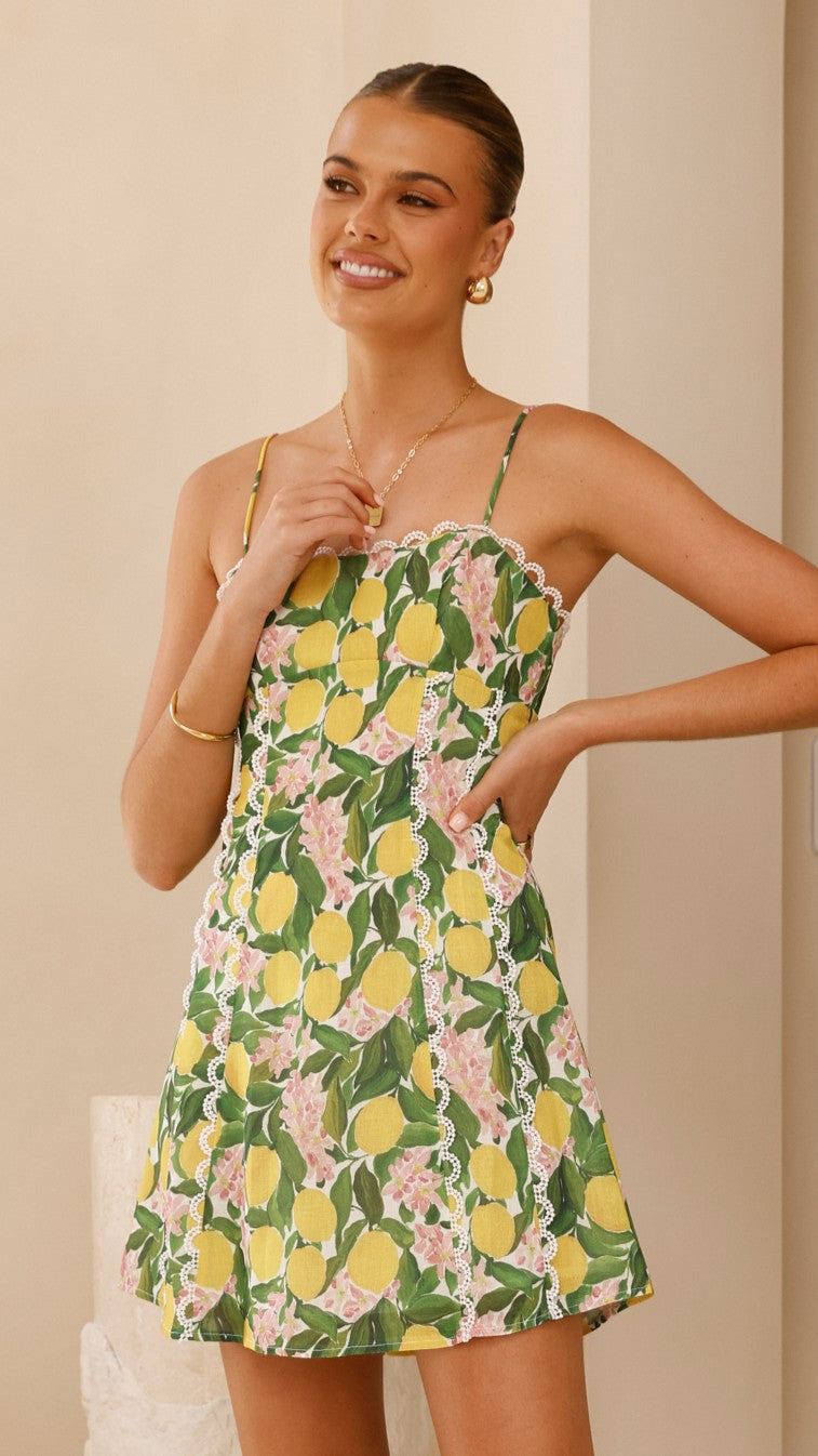 Cartia Mini Dress - Lemon Print