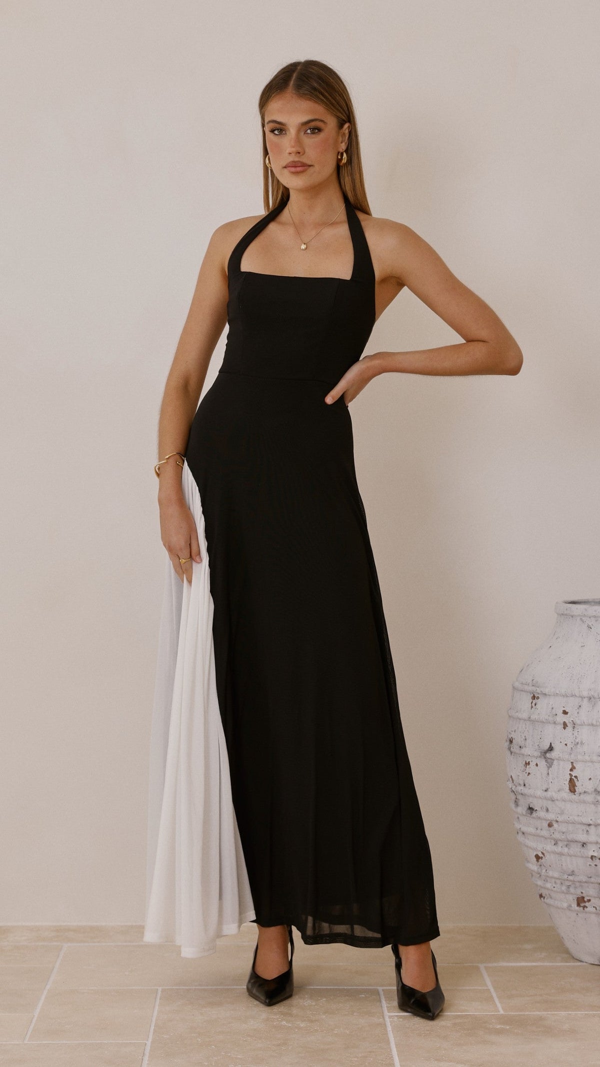 Cia Maxi Dress - Black/White