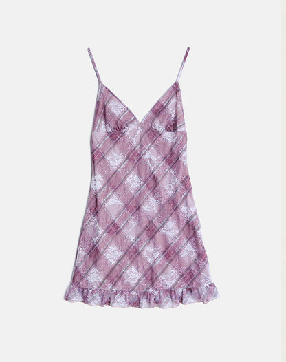 Delos Ruffle Mini Dress in Country Check