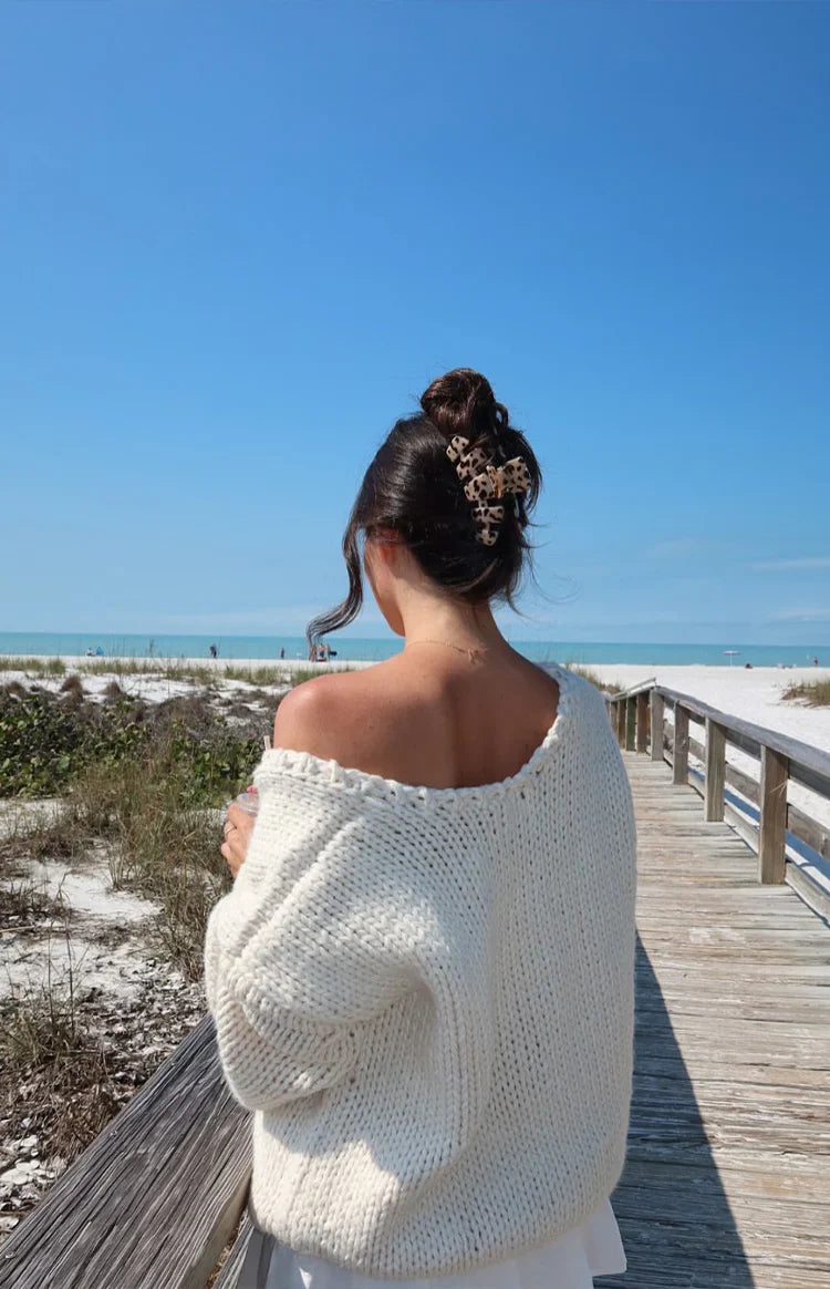 Delvey Cream Chunky Knit Sweater