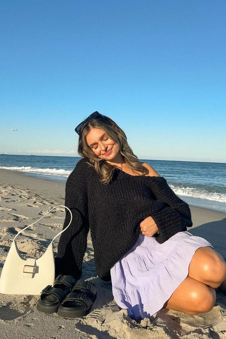 Delvey Black Chunky Knit Sweater