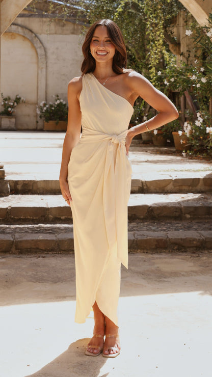 Clara One Shoulder Maxi Dress - Yellow