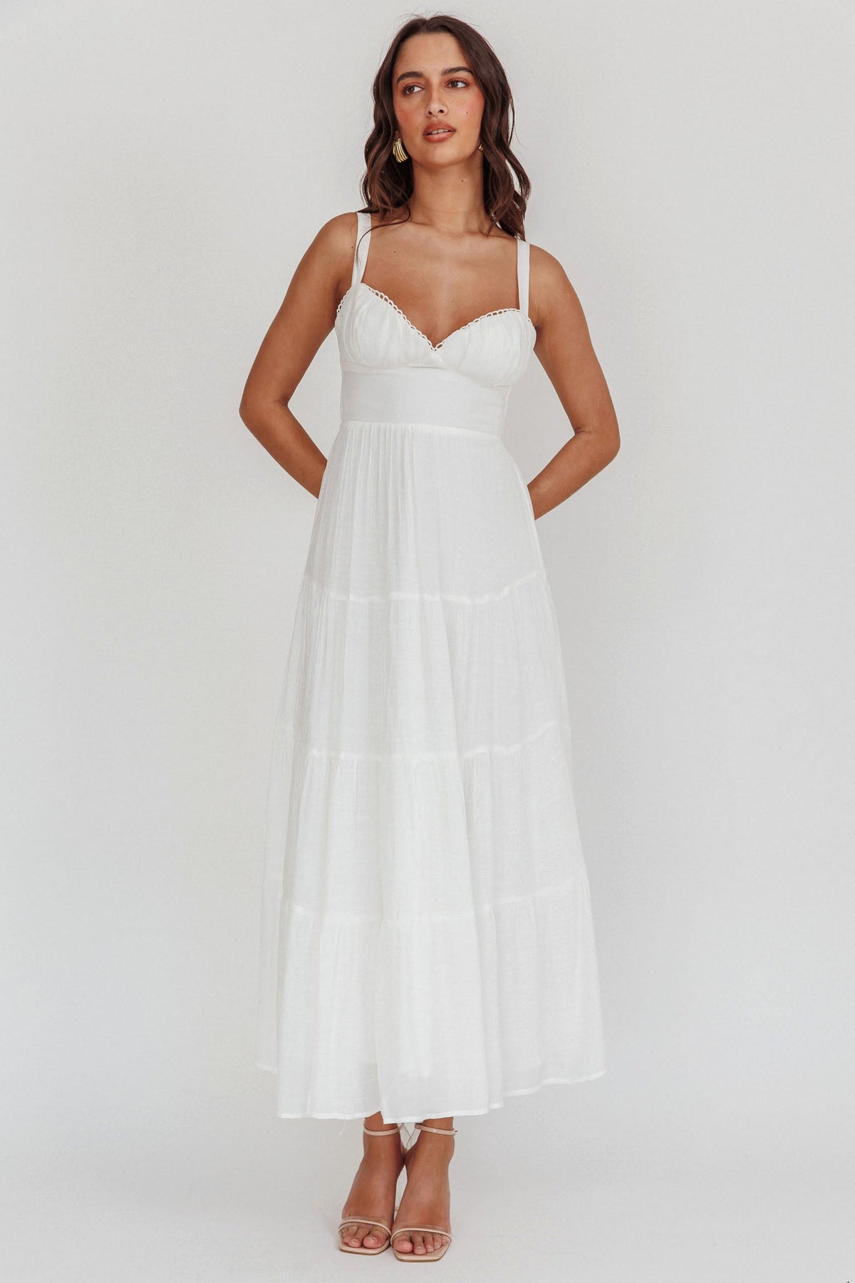Neptune Cut Out Back A-Line Maxi Dress White