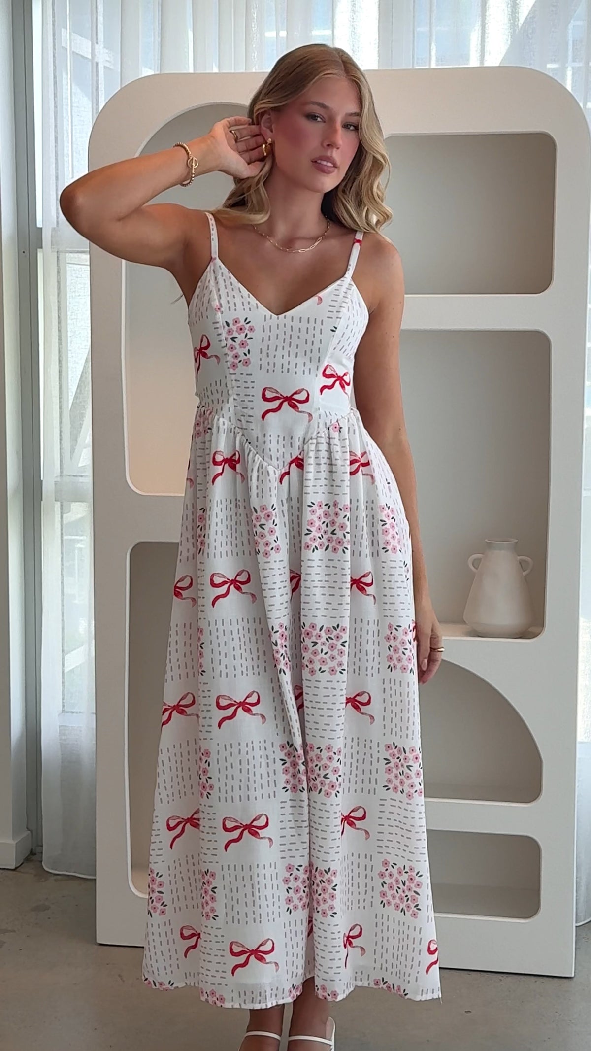 Georgina Maxi Dress - Sweet Bow Pink