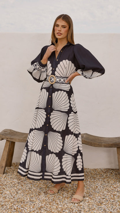 Cheyenne Long Sleeve Maxi Dress - Black
