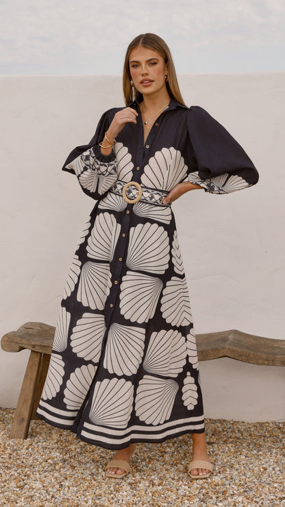 Cheyenne Long Sleeve Maxi Dress - Black