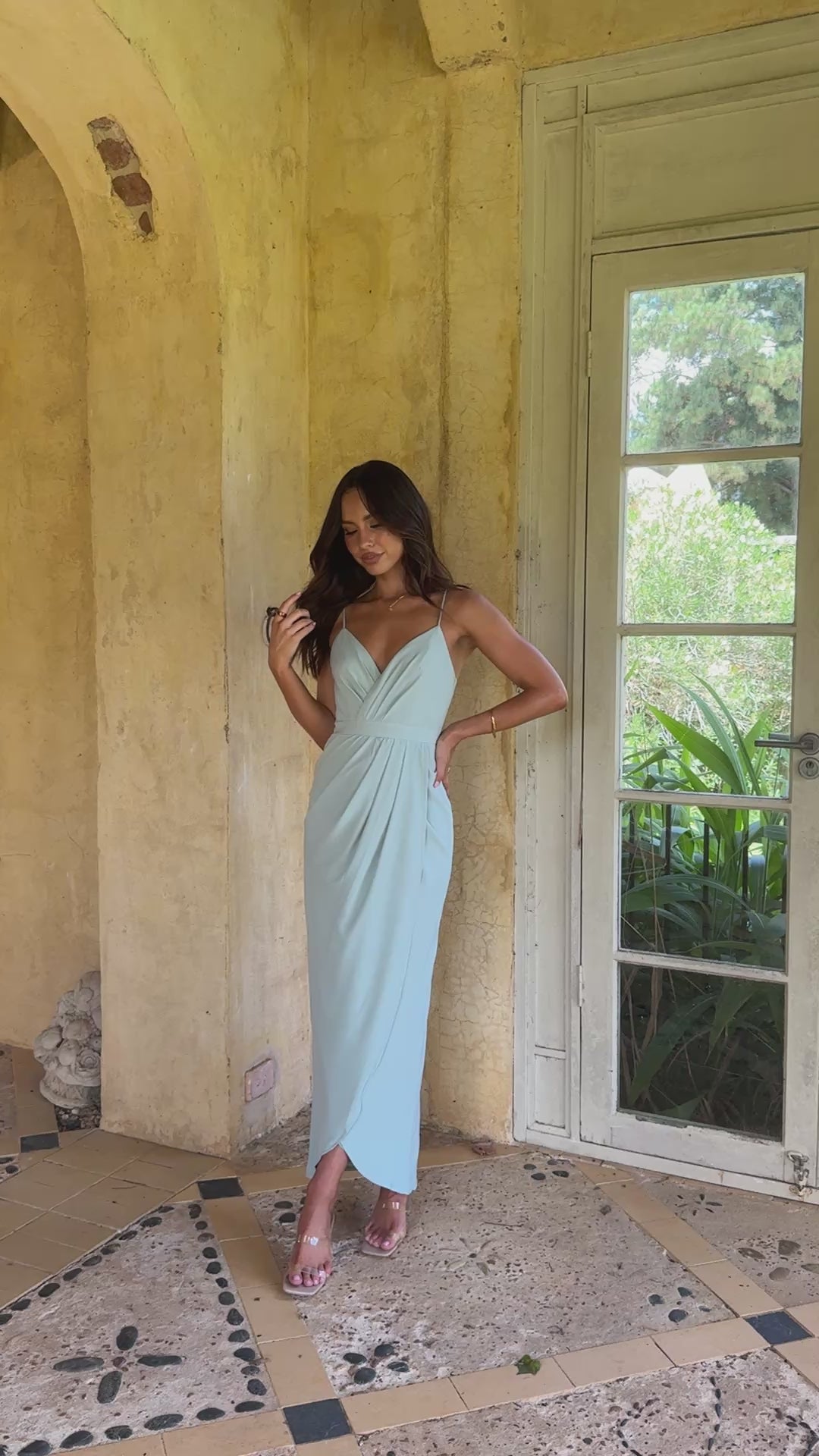 Charlotte Draped Maxi Dress - Sage