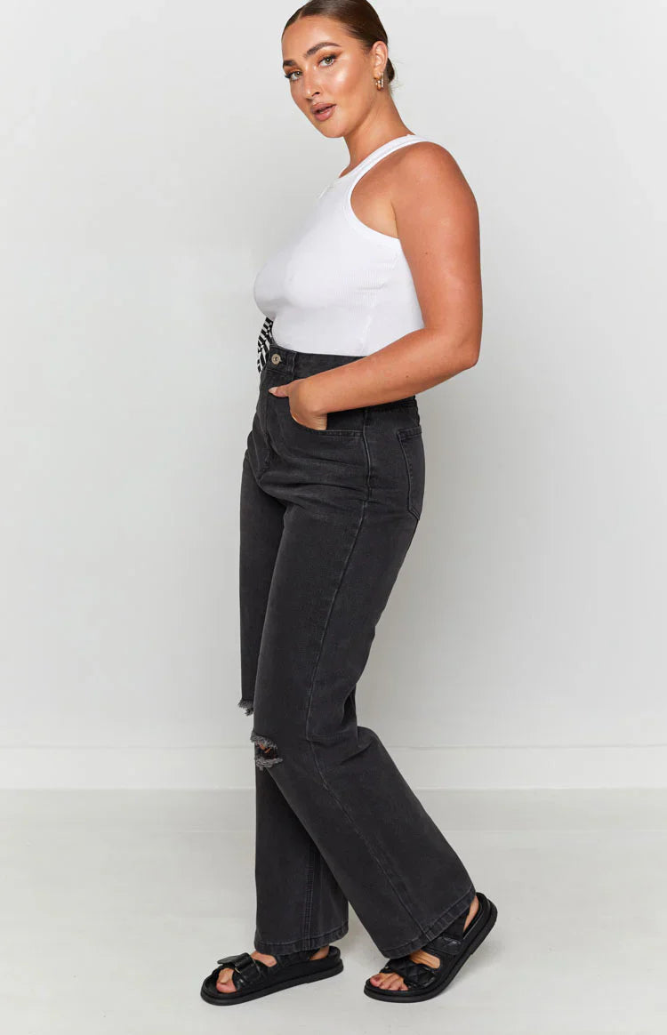 Robin Wide Leg Jeans Black Wash
