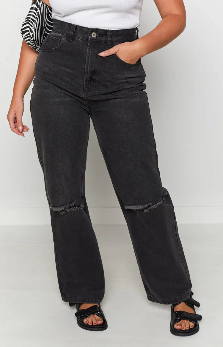 Robin Wide Leg Jeans Black Wash