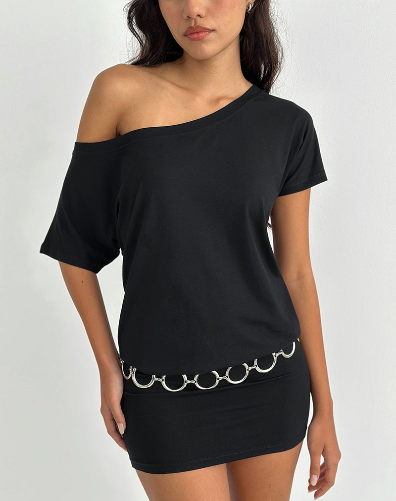 Edwina Off The Shoulder Mini Dress in Black