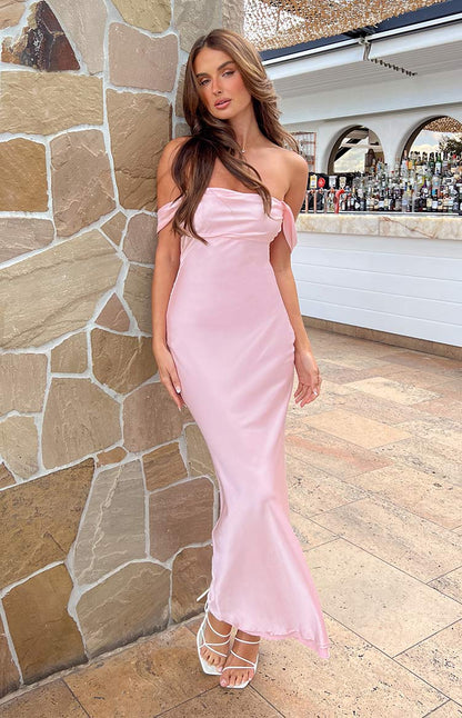 Ella Light Pink Off Shoulder Prom Dress