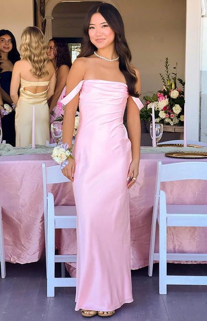 Ella Light Pink Off Shoulder Prom Dress