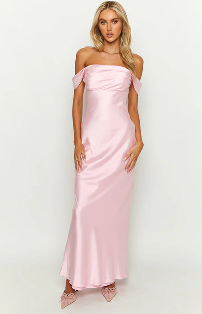 Ella Light Pink Off Shoulder Prom Dress