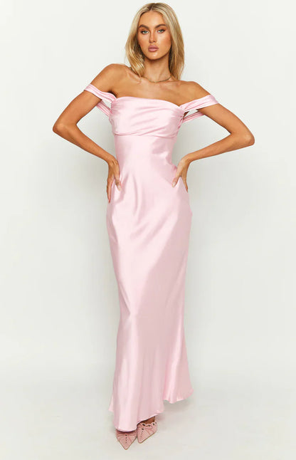 Ella Light Pink Off Shoulder Prom Dress