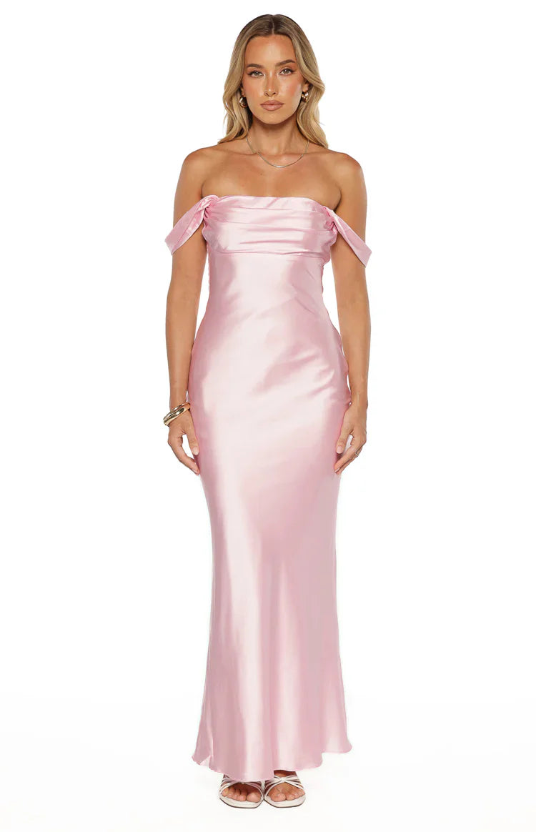 Ella Light Pink Off Shoulder Prom Dress