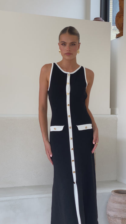 Antoinette Maxi Dress - Black/White