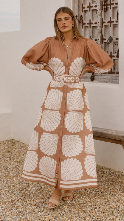 Cheyenne Long Sleeve Maxi Dress - Siena