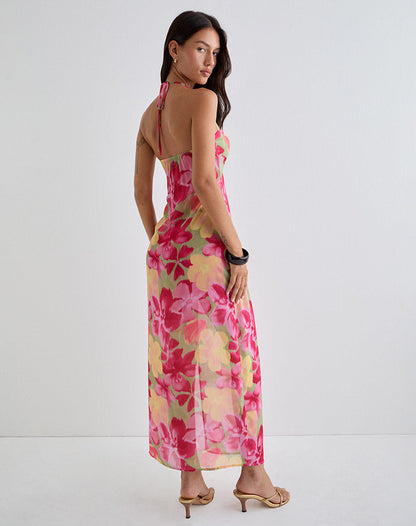 Fasha Maxi Dress in Bold Multi Colour Floral