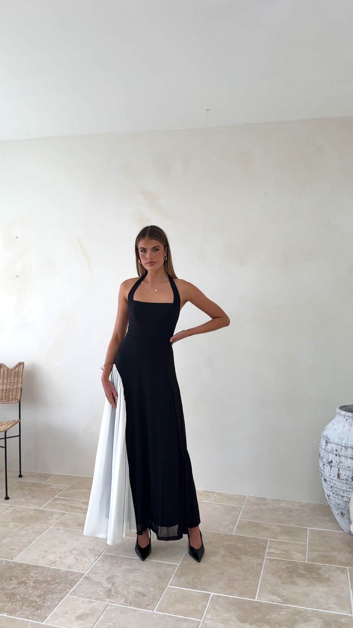 Cia Maxi Dress - Black/White
