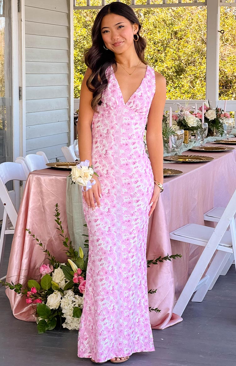 Farida Pink Lace Maxi Dress