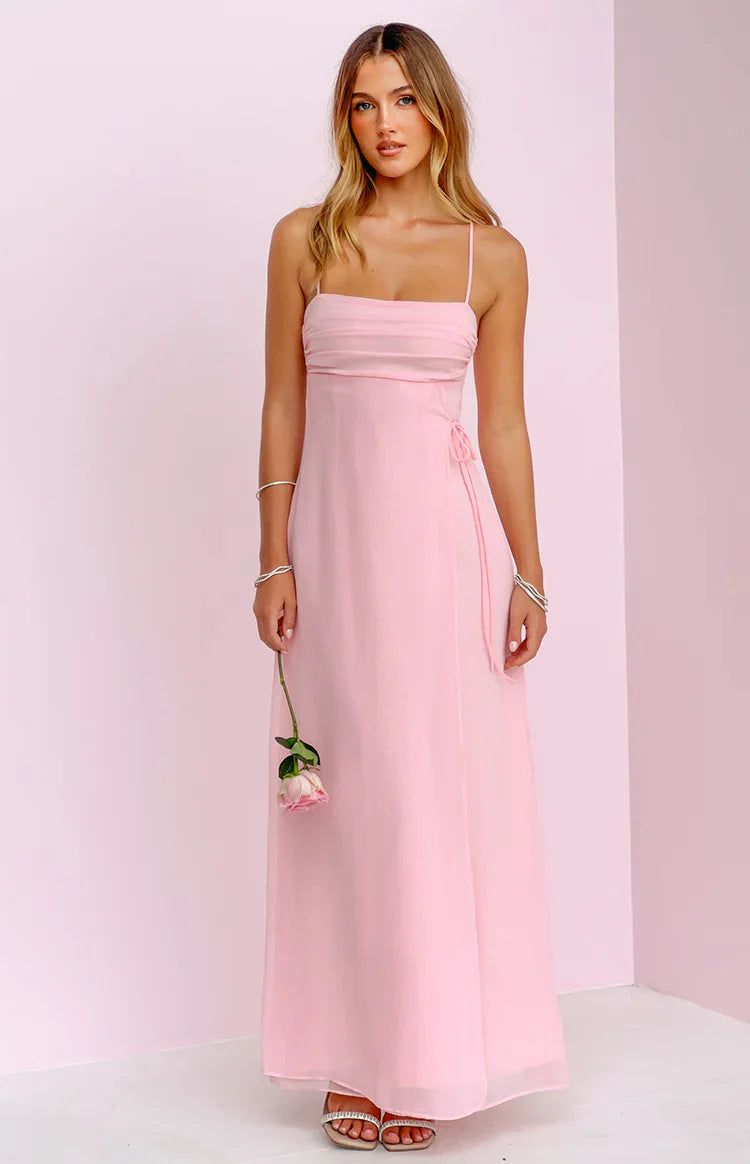 Flossie Pink Sleeveless Prom Dress
