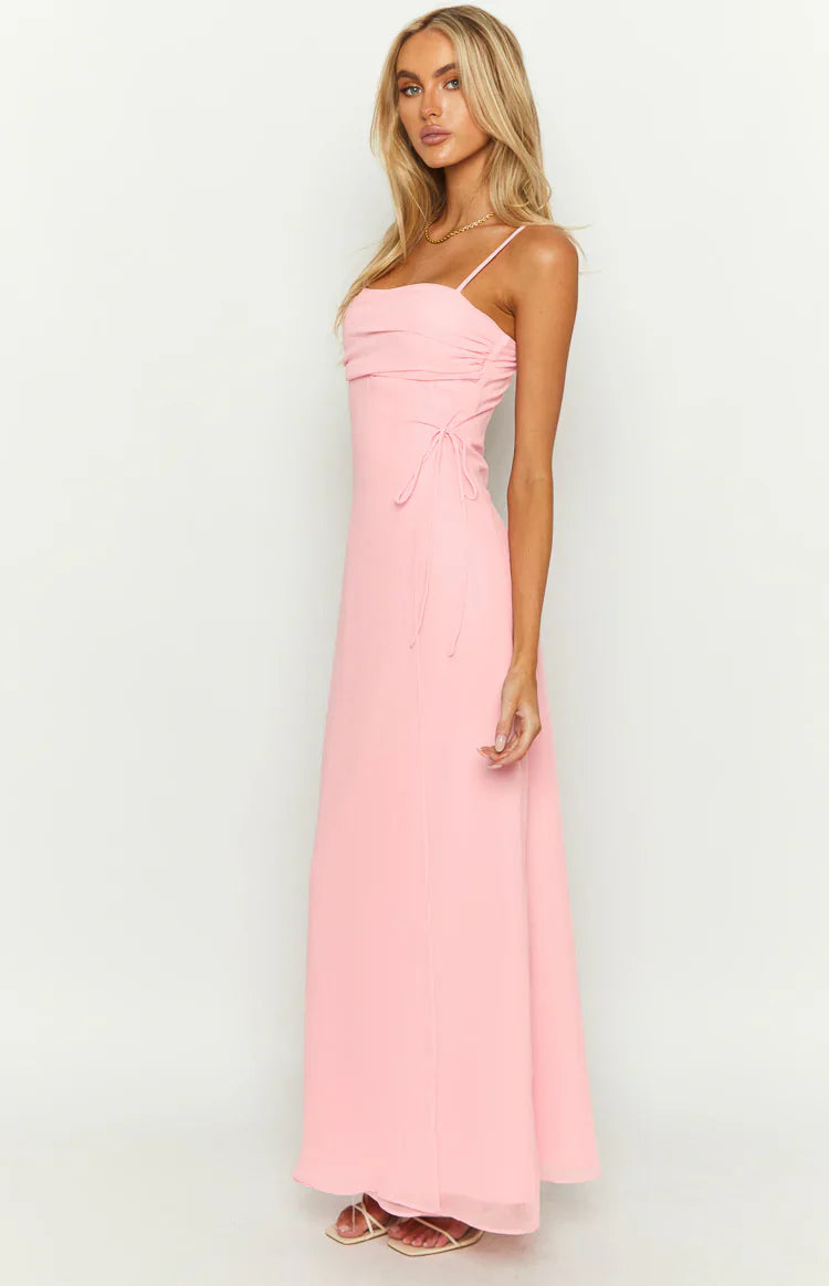 Flossie Pink Sleeveless Prom Dress