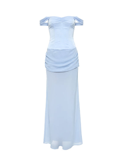 Angiola Corset Off Shoulder Maxi Dress Blue