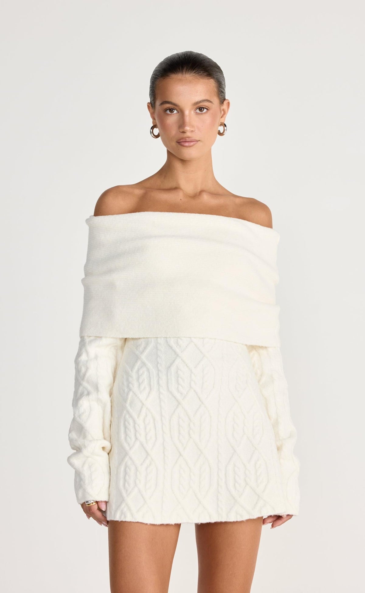 Pavati Long Sleeve Mini Dress (Off White)