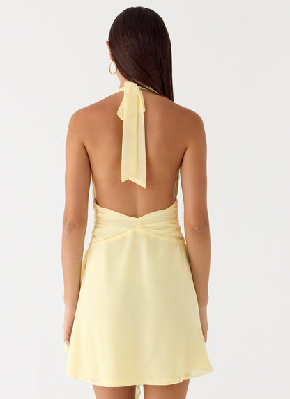 Guide You Halter Neck Mini Dress - Yellow