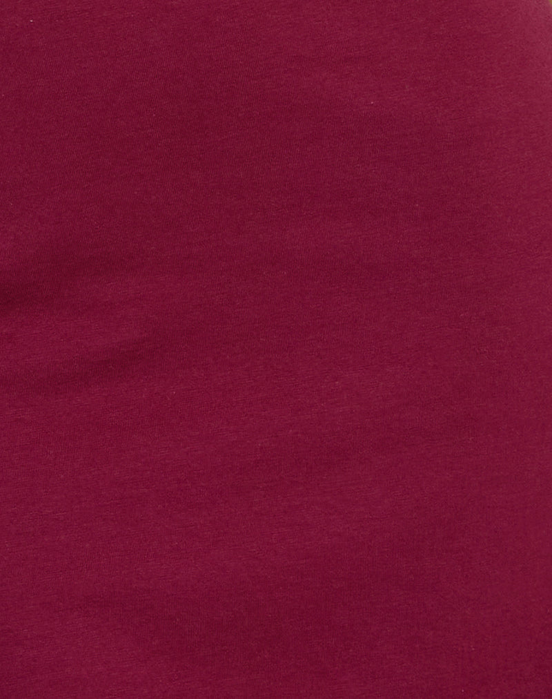 Hepzhi Mini Dress in Burgundy With Floral Embroidery