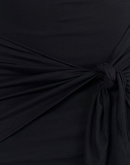 Hikira Plunge Mini Dress in Black with Tie Belt