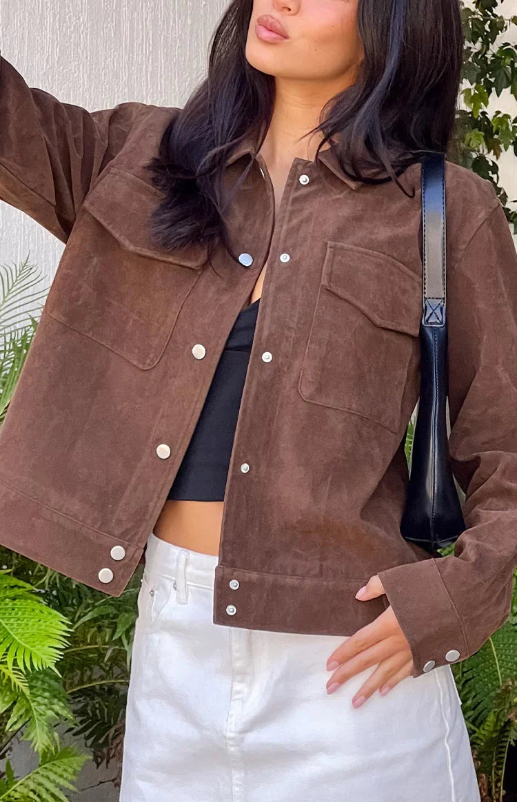 Hallie Suedette Chocolate Brown Jacket