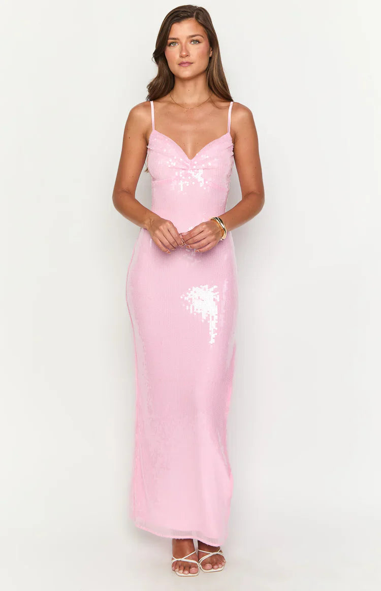 Honey Pink Sequin Maxi Dress