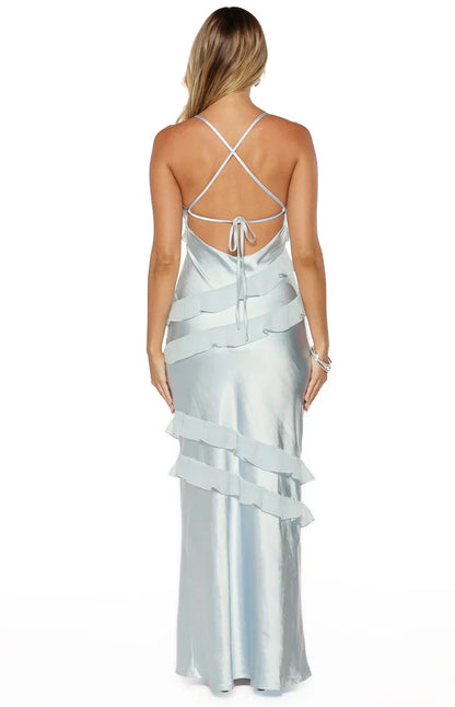 Inara Blue Ruffle Prom Dress