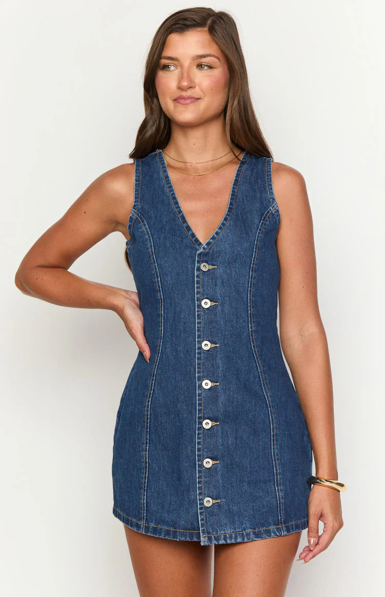 Isla Dark Wash Denim Mini Dress