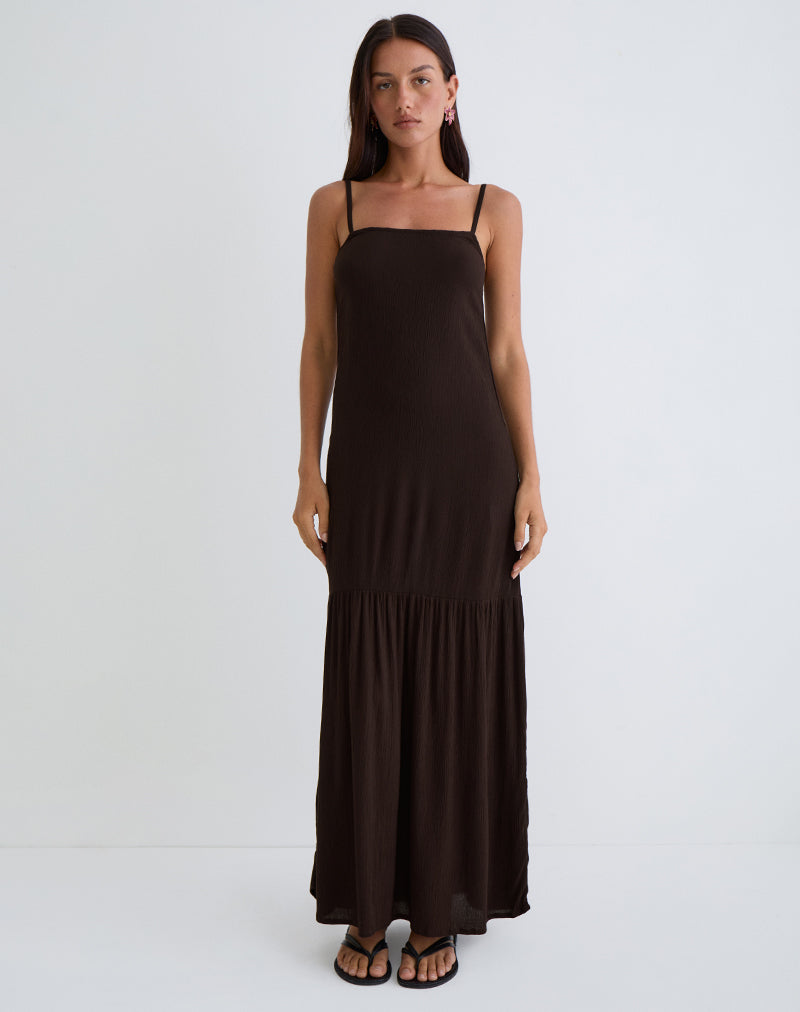 Jenesis Maxi Dress in Crinkle Bitter Chocolate