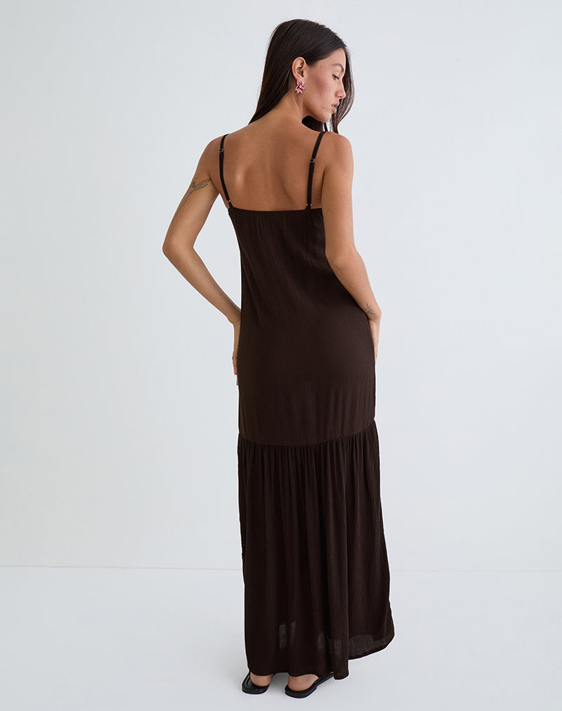 Jenesis Maxi Dress in Crinkle Bitter Chocolate
