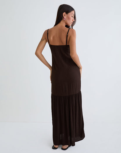 Jenesis Maxi Dress in Crinkle Bitter Chocolate