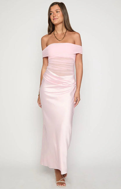 Jamilla Pink Off Shoulder Formal Maxi Dress