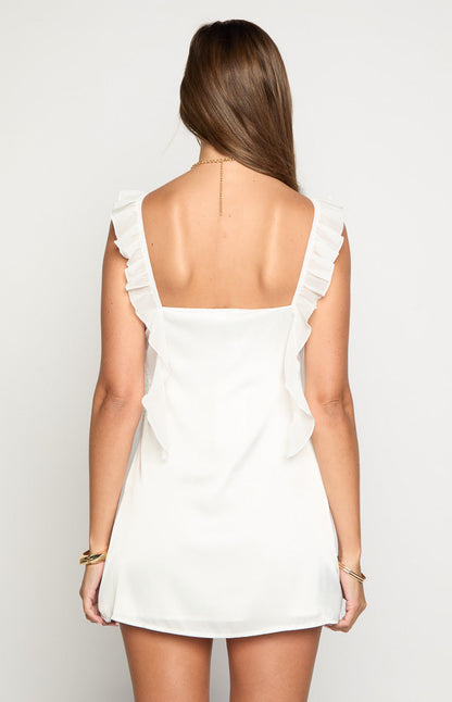 Joyce White Satin Mini Dress