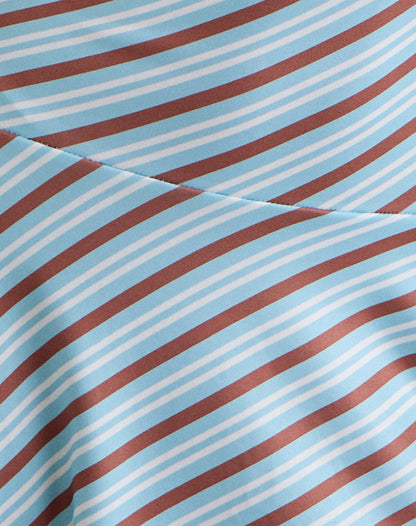 Kagari Mini Dress in Diagonal Stripe Light Blue