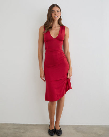 Laluma Midi Dress in Adrenaline Red