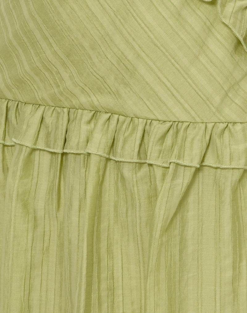 Lorena Mini Dress in Chiffon Stripe Green