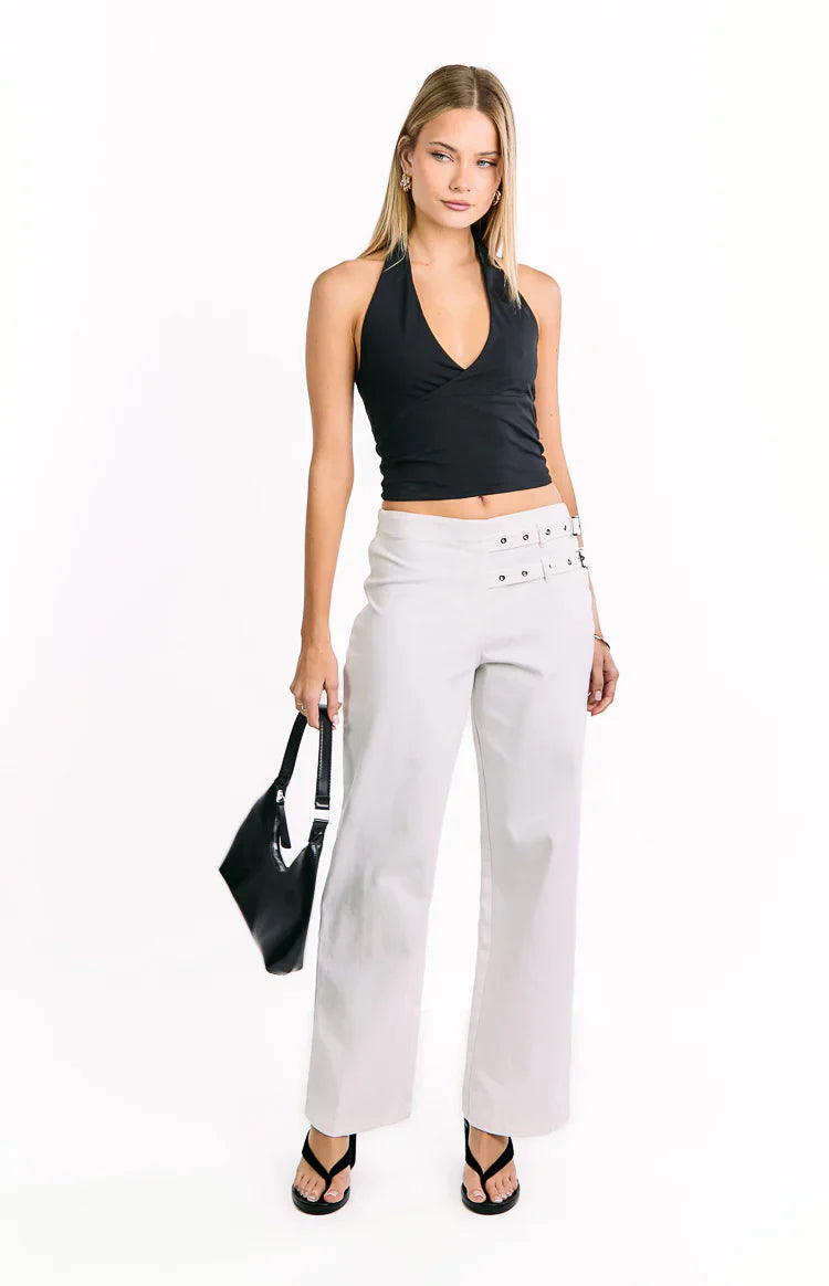 Lila Off White Buckle Pants