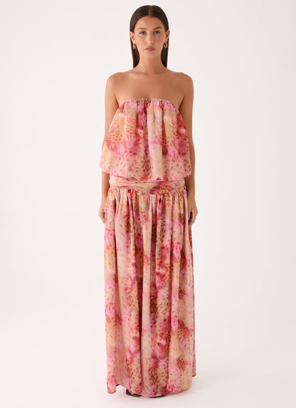 Lioras Strapless Maxi Dress - Botanic Cheetah